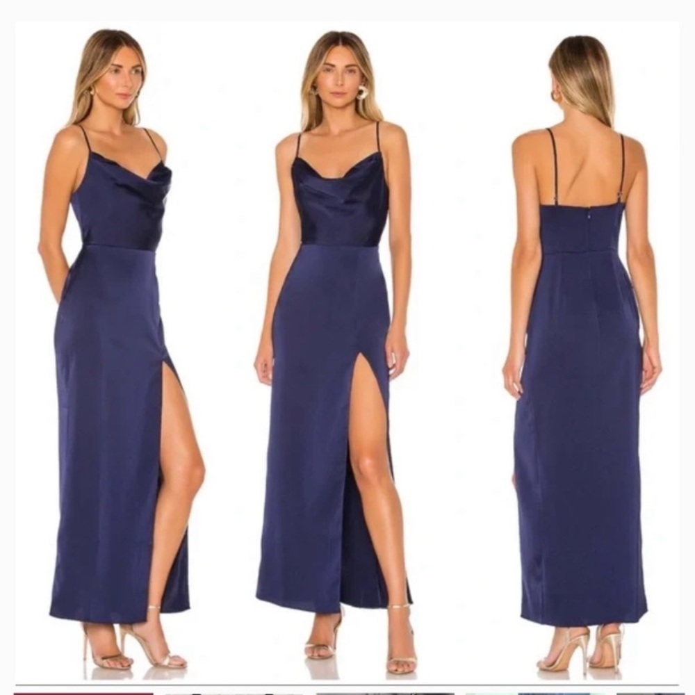 NBD lila cowl neck dress blueberry XS